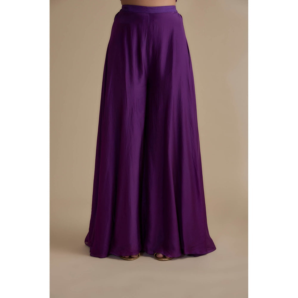 KEITH GOMES Purple Embellished Tunic Dupatta & Palazzo (Set of 3)