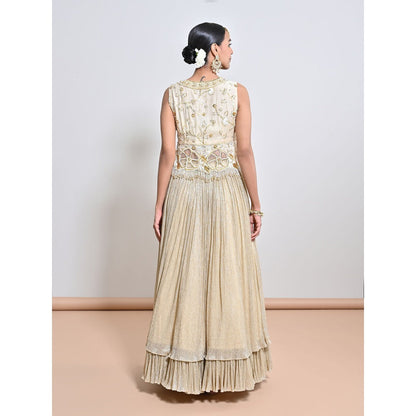 KEITH GOMES Ivory Embroidered Lehenga with Slip and Top