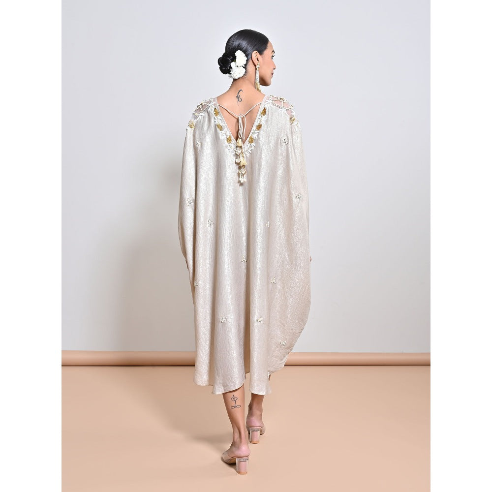 KEITH GOMES Grey Embroidered Kaftan Dress