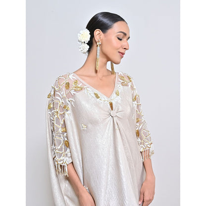 KEITH GOMES Grey Embroidered Kaftan Dress