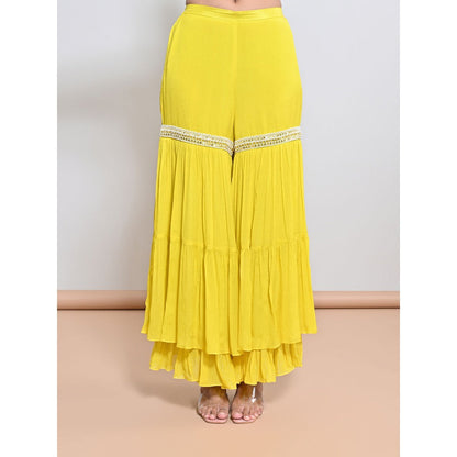 KEITH GOMES Yellow Embroidered Tunic with Sharara