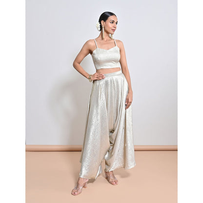 KEITH GOMES Purple Embroidered Top with Blouse and Dhoti