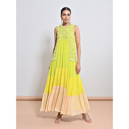 KEITH GOMES Green Embroidered Maxi Dress