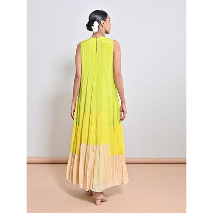 KEITH GOMES Green Embroidered Maxi Dress