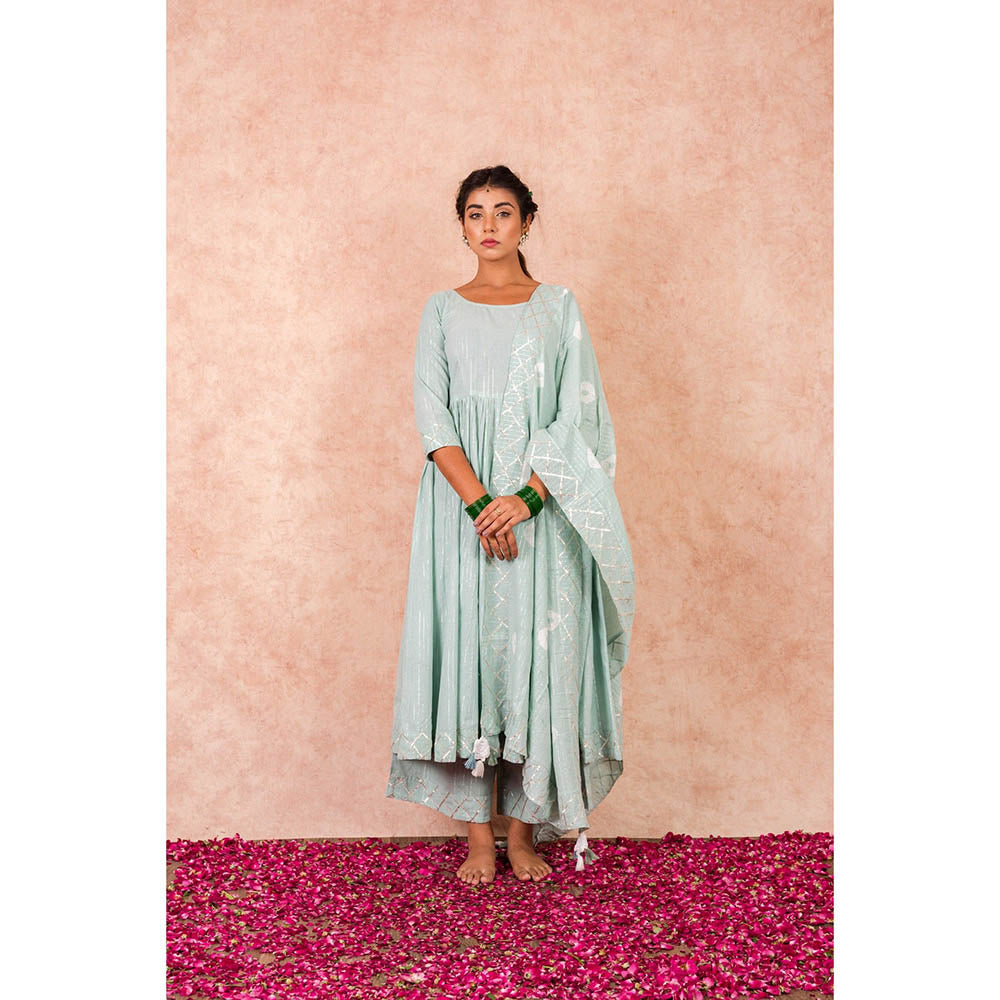 Keva Clothing Flaired Anarkali With Palazzo And Dupatta (Set of 3)