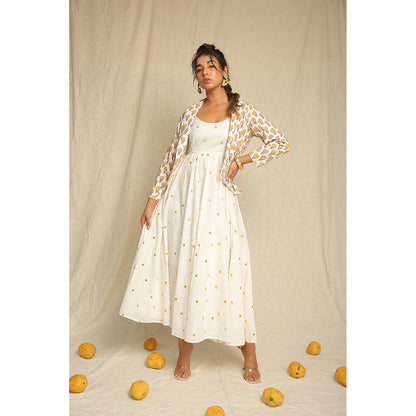 Keva Clothing Midi Dress with Jacket - White (Set of 2)