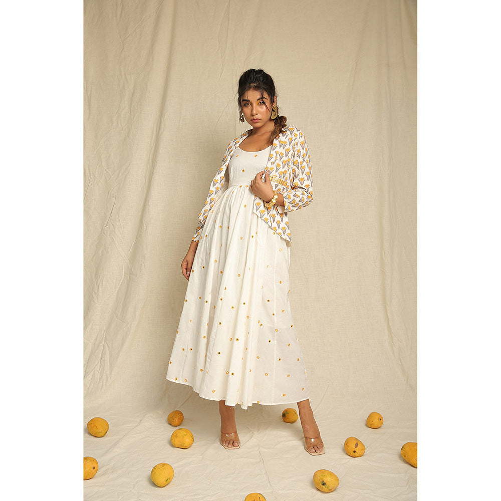 Keva Clothing Midi Dress with Jacket - White (Set of 2)