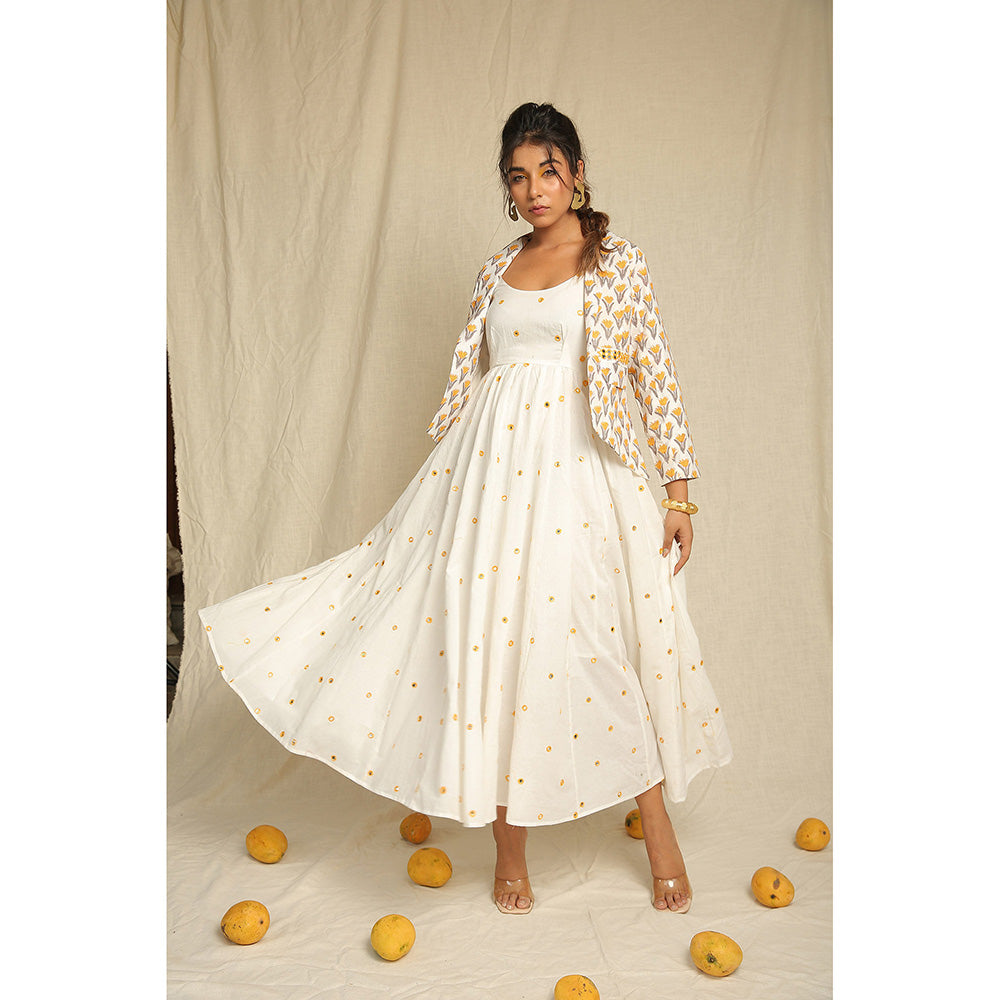 Keva Clothing Midi Dress with Jacket - White (Set of 2)