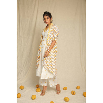 Keva Clothing Kurta Set with Cape- Set of Three - Yellow