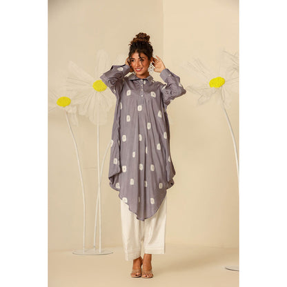 Keva Clothing Mul Bandhani Printed Grey Kurta with Salwar (Set of 2)