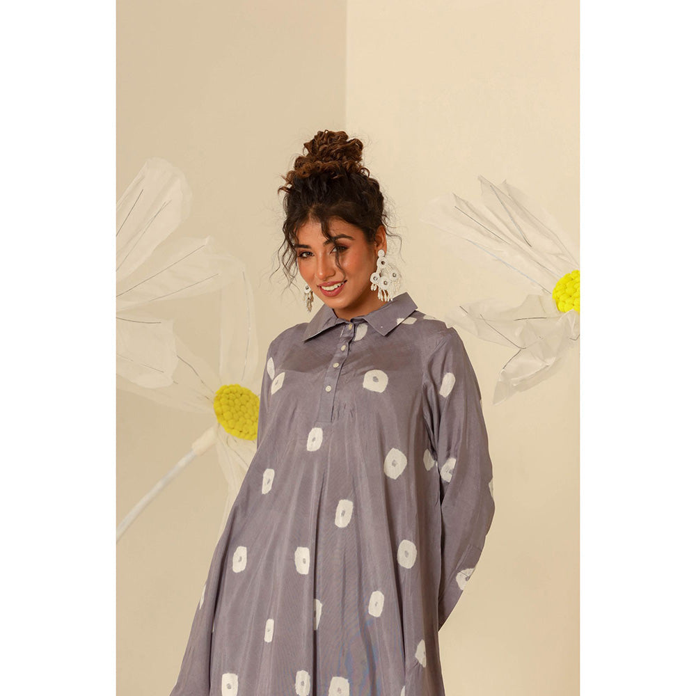 Keva Clothing Mul Bandhani Printed Grey Kurta with Salwar (Set of 2)