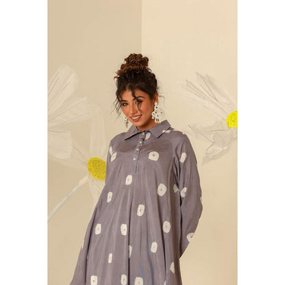 Keva Clothing Mul Bandhani Printed Grey Kurta with Salwar (Set of 2)