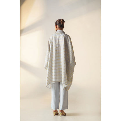 Keva Clothing Europa Blue Cotton Zari Work Embroidered Co-Ord (Set of 3)