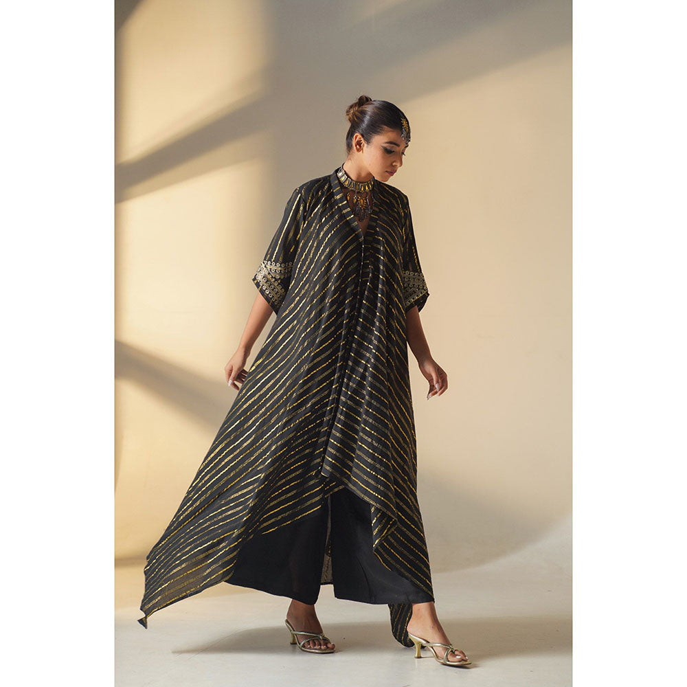 Keva Clothing Selene Black Cotton Zari Work Embroidered Kurta with Palazzo (Set of 2)