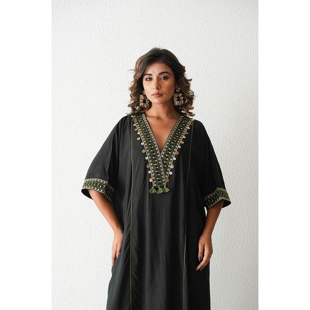 Keva Clothing Lemon Drop Kaftan with Pant - Black (Set of 2)