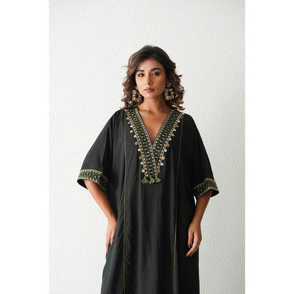 Keva Clothing Lemon Drop Kaftan with Pant - Black (Set of 2)