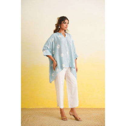 Keva Clothing Bandhani Co-Ord Set Of Two (Ice Blue)