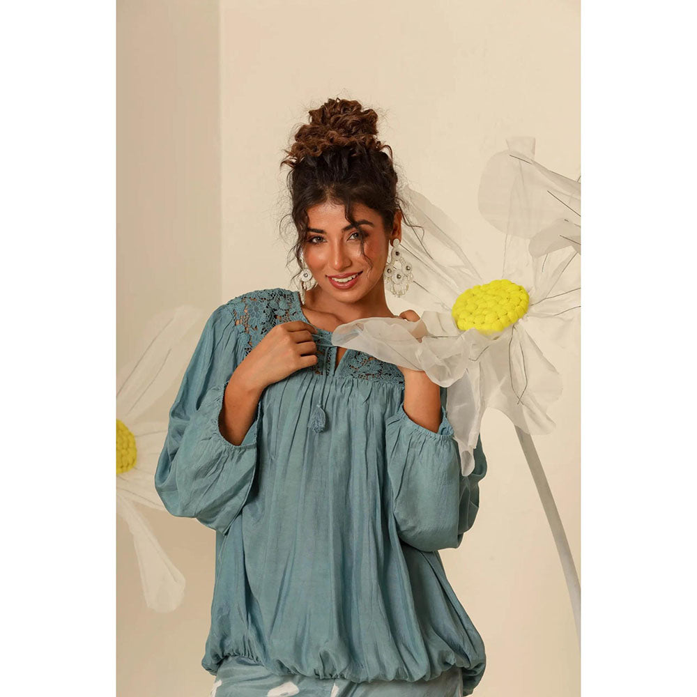 Keva Clothing Petrol Blue Lace Top
