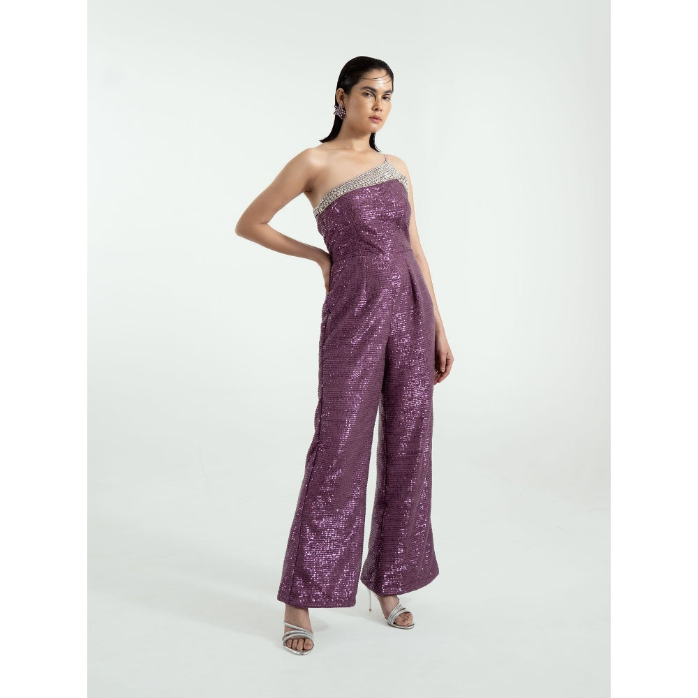 KHUMAAR SHUCHI BHUTANI Purple Hand Embroidered Jumpsuit