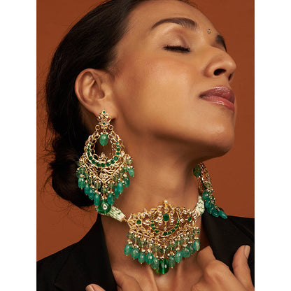 KIARA Nargis Necklace and Earrings 22KT Gold Plated