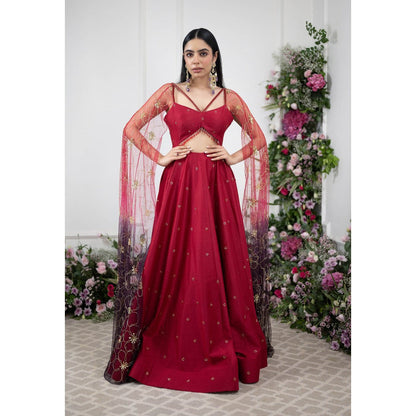Kiran Kalsi Red Embellished and Sequined Maxi Dress