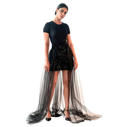 KIRAN GUPTA LABEL Aurore Skirt with Attached Cape (Set of 2)