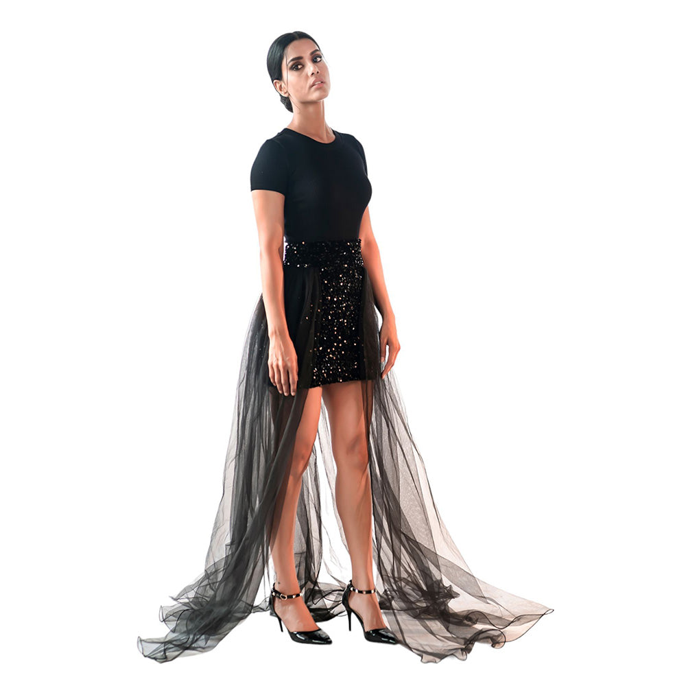 KIRAN GUPTA LABEL Aurore Skirt with Attached Cape (Set of 2)