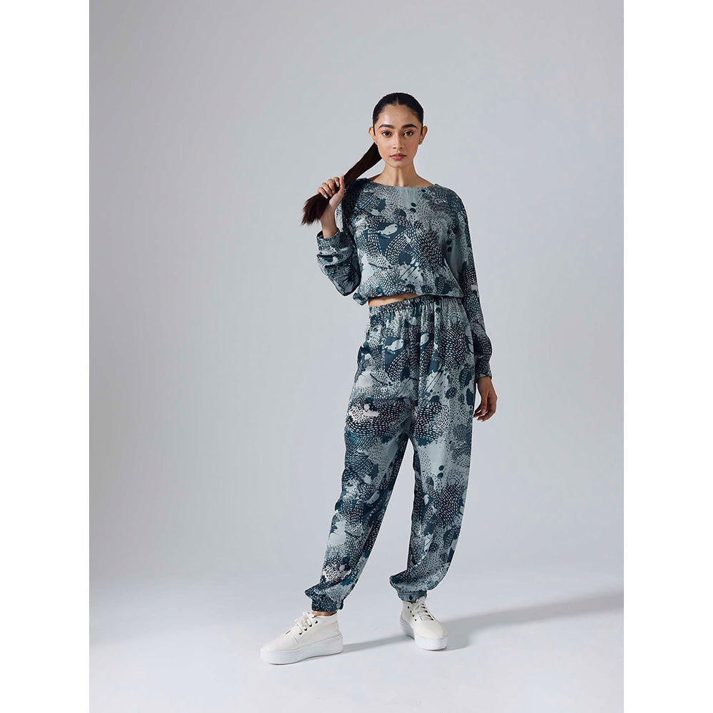 Klad Dash Teal Printed Monochrome Co-Ord (Set of 2)