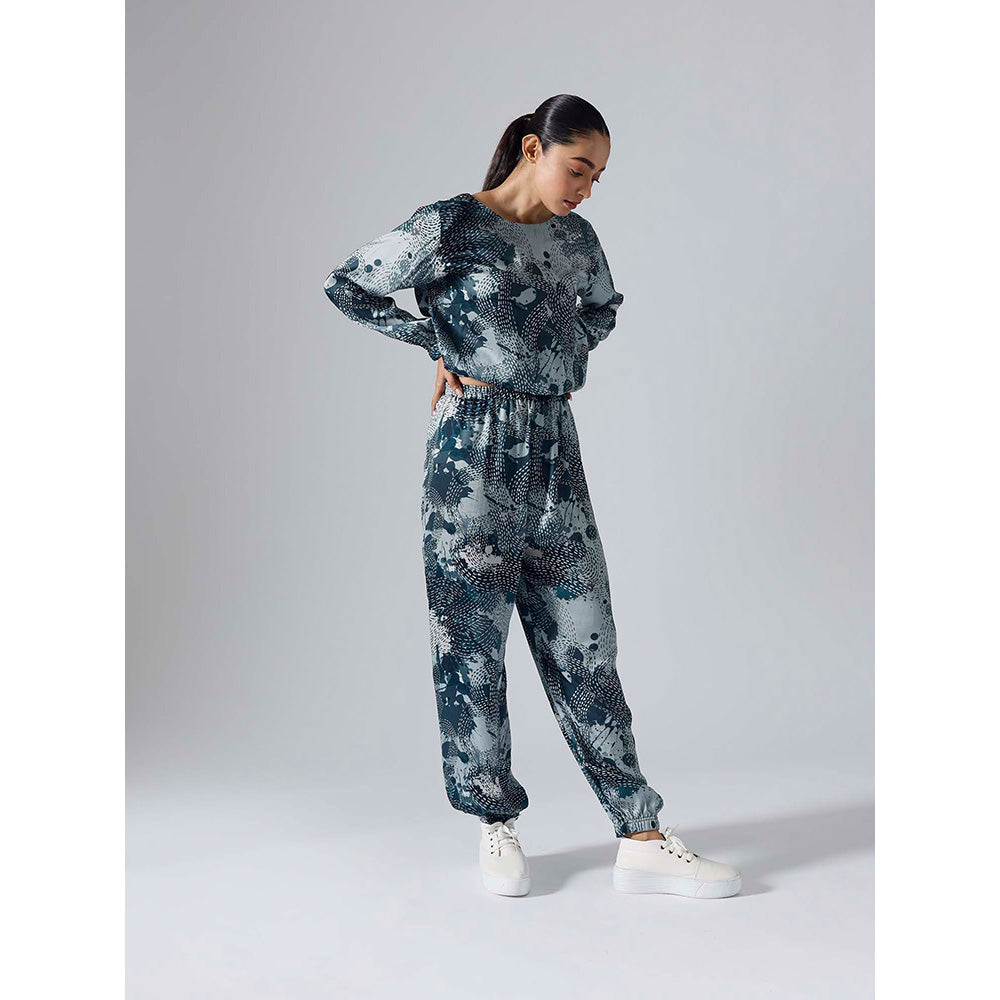 Klad Dash Teal Printed Monochrome Co-Ord (Set of 2)