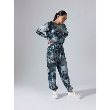 Klad Dash Teal Printed Monochrome Co-Ord (Set of 2)