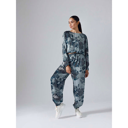 Klad Dash Teal Printed Monochrome Co-Ord (Set of 2)