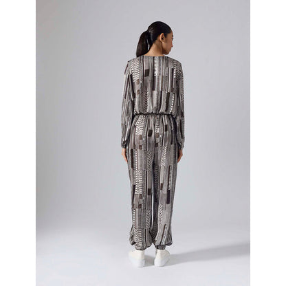 Klad Geometric Brown Round Neck Co-Ord (Set of 2)