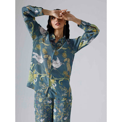 Klad Toucan Blue Collar Neck Mismatch Co-Ord (Set of 2)