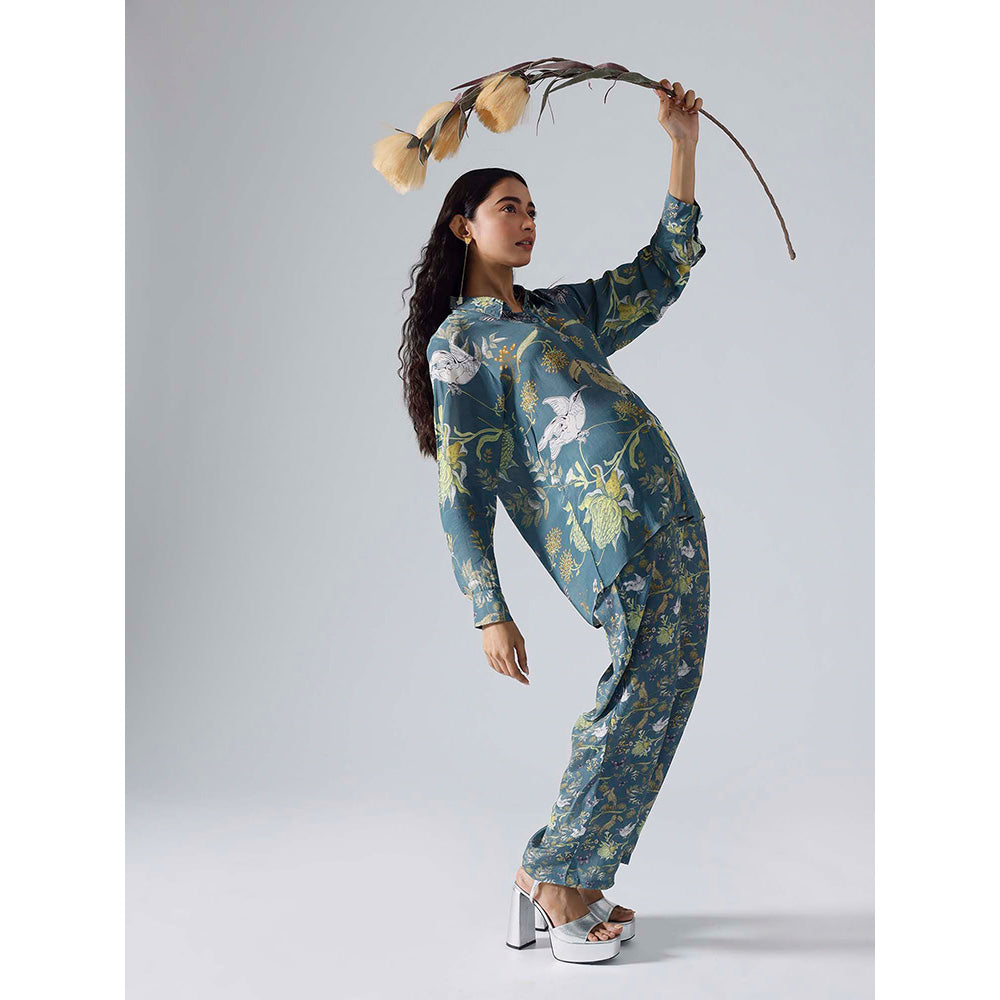 Klad Toucan Blue Collar Neck Mismatch Co-Ord (Set of 2)