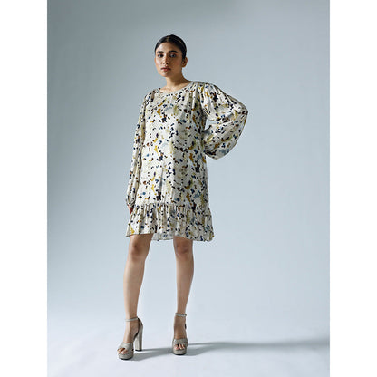 Klad Pixelated Grey Round Neck Shift Dress