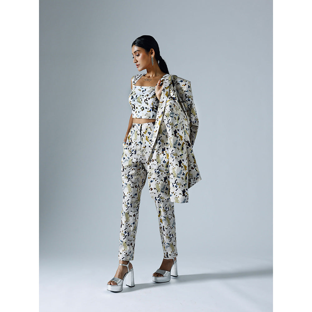 Klad Pixelated Grey Printed Blazer