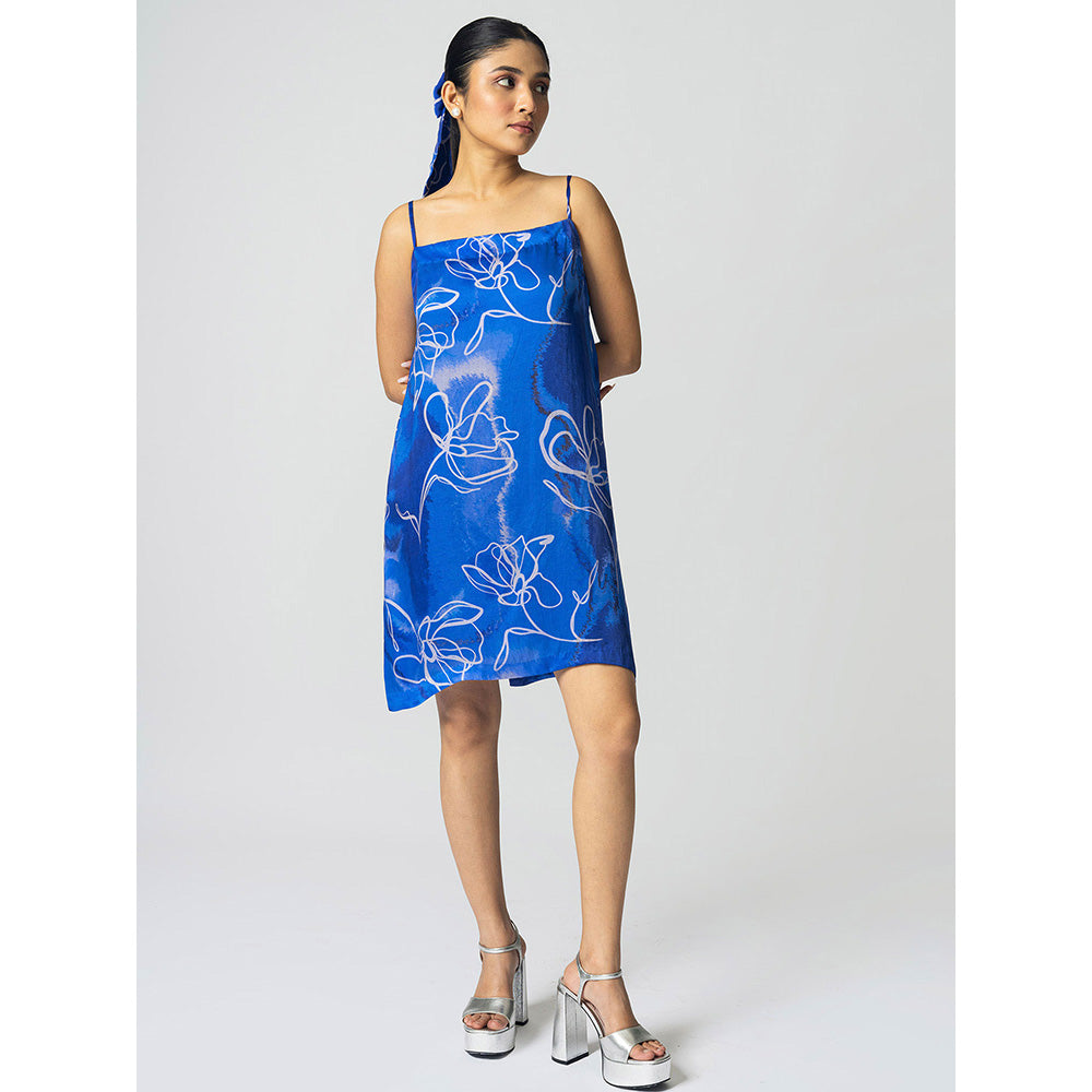 Klad Marbled Blue Slip Dress