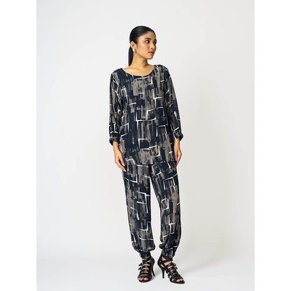 Klad Brick Navy Blue Round Neck Top