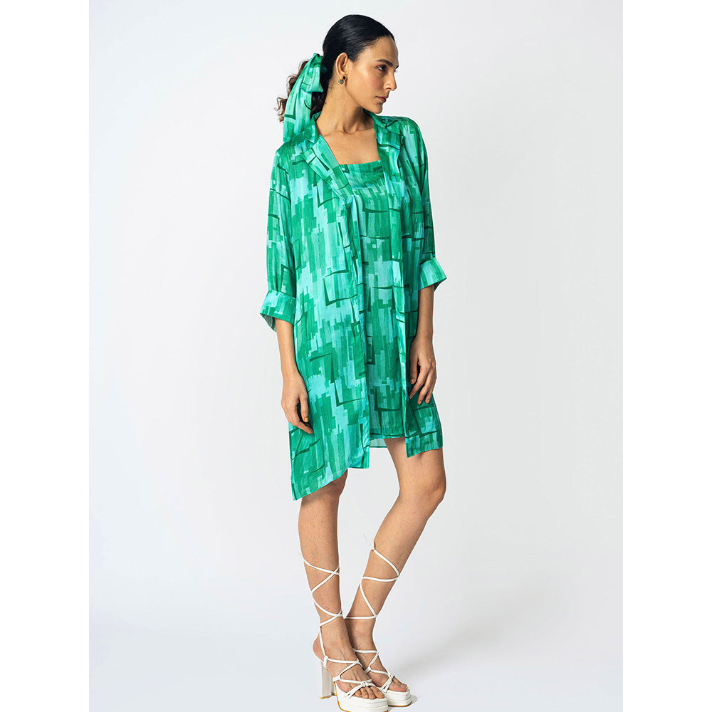 Klad Brick Green Slip Dress with Jacket (Set of 2)