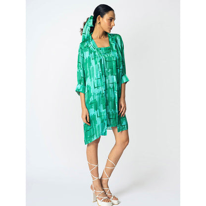 Klad Brick Green Slip Dress with Jacket (Set of 2)