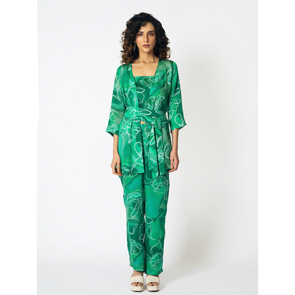 Klad Marbled Printed Co-Ord with Jacket and Belt (Set of 4)