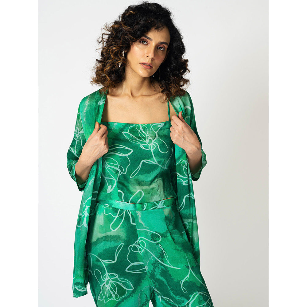 Klad Marbled Printed Co-Ord with Jacket and Belt (Set of 4)