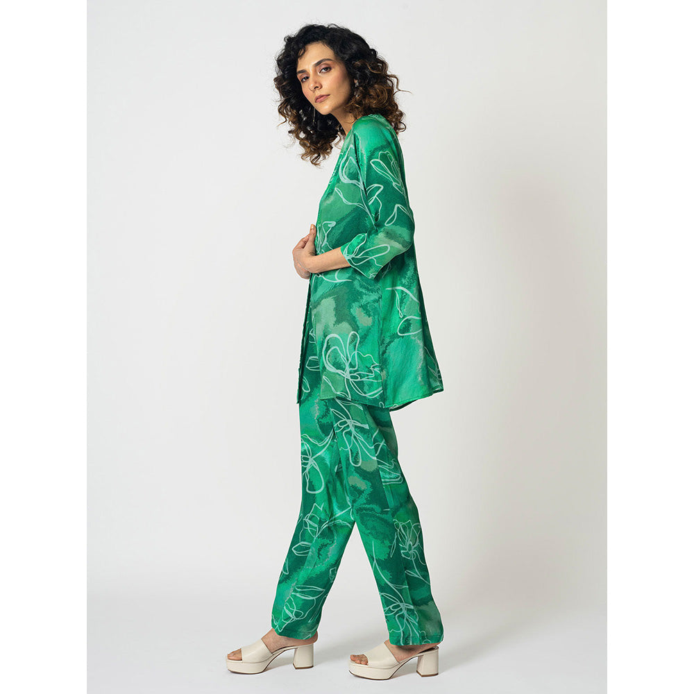 Klad Marbled Printed Co-Ord with Jacket and Belt (Set of 4)