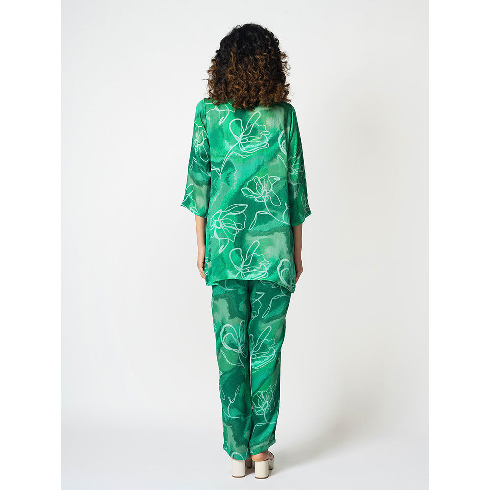 Klad Marbled Printed Co-Ord with Jacket and Belt (Set of 4)