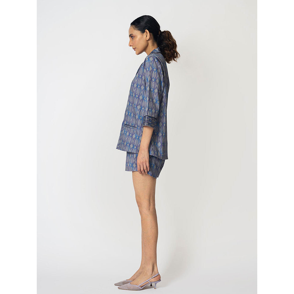 Klad Rhombus Grey Printed Collar Neck Shirt