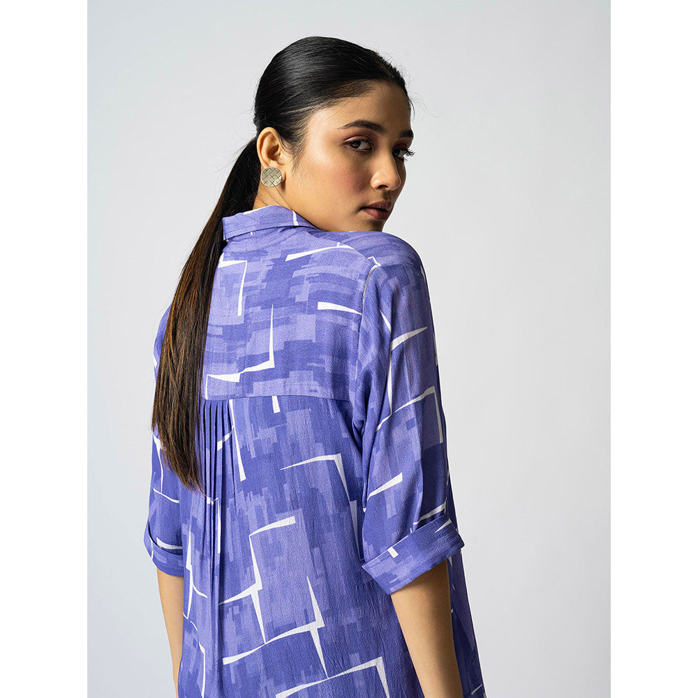 Klad Brick Blue Collar Neck Shirt with Inner and Shorts (Set of 3)