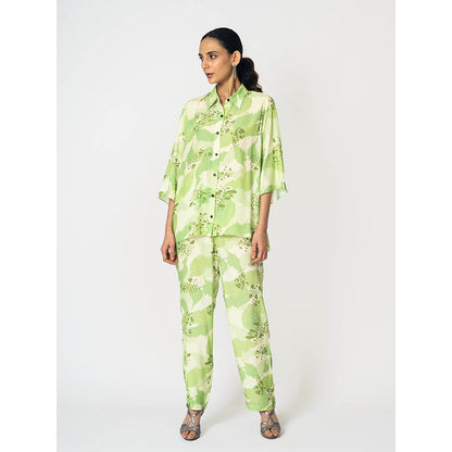 Klad Dots Lime Green Collar Neck Co-Ord (Set of 2)