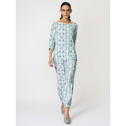 Klad Rhombus Blue 3/4Th Sleeves Co-Ord (Set of 2)
