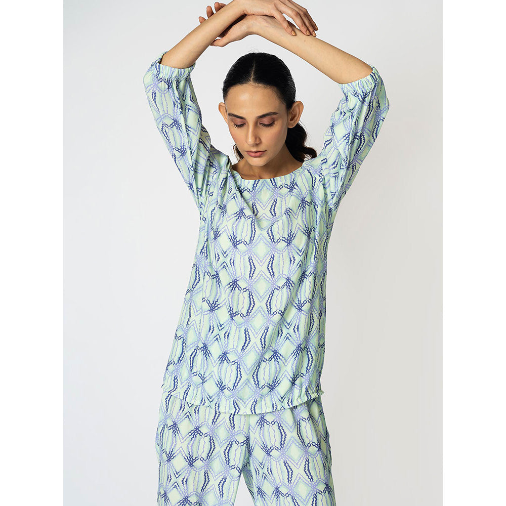 Klad Rhombus Printed Round Neck Top