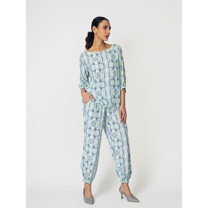 Klad Rhombus Printed Round Neck Top